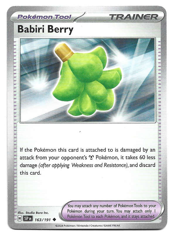 BABIRI BERRY  - POKEMON TCG SURGING SPARKS  COMMON   163/191 TRADING CARD
