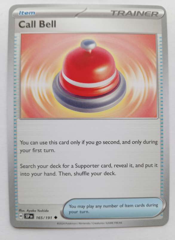 CALL BELL  - POKEMON NINTENDO SURGING SPARKS - TRAINER COMMON TRADING CARD 165/191