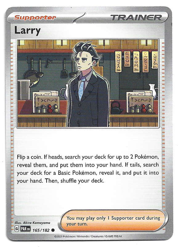 LARRY  -  POKEMON PARADOX RIFT COMMON  165/182 TRADING CARD