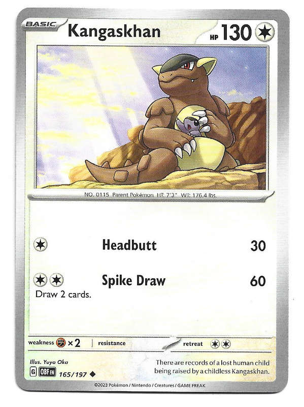 KANGASKHAN -  COMMON  165/197  POKEMON TCG OBSIDIAN FLAMES TRADING CARD