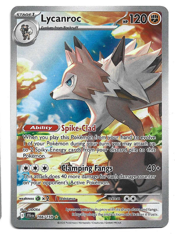 LYCANROC - FULL ART ILLUSTRATION RARE  166/159 POKEMON TCG JOURNEY TOGETHER TRADING CARD