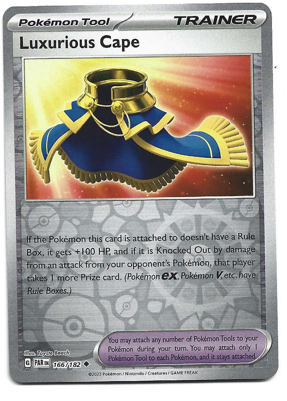 LUXURIOUS CAPE  -   REVERSE HOLO POKEMON PARADOX RIFT   166/182 TRADING CARD