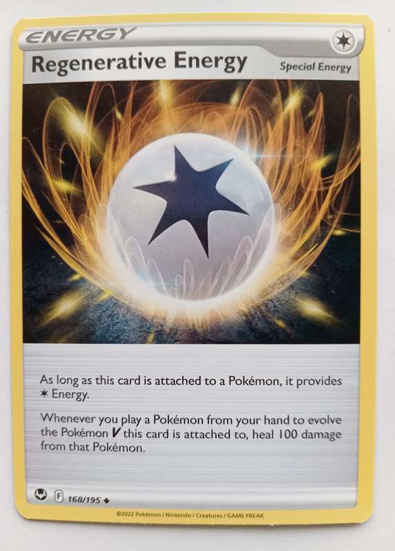 POKEMON CARD -  REGENERATIVE ENERGY  168/195 SILVER TEMPEST TRAINER CARD - MINT