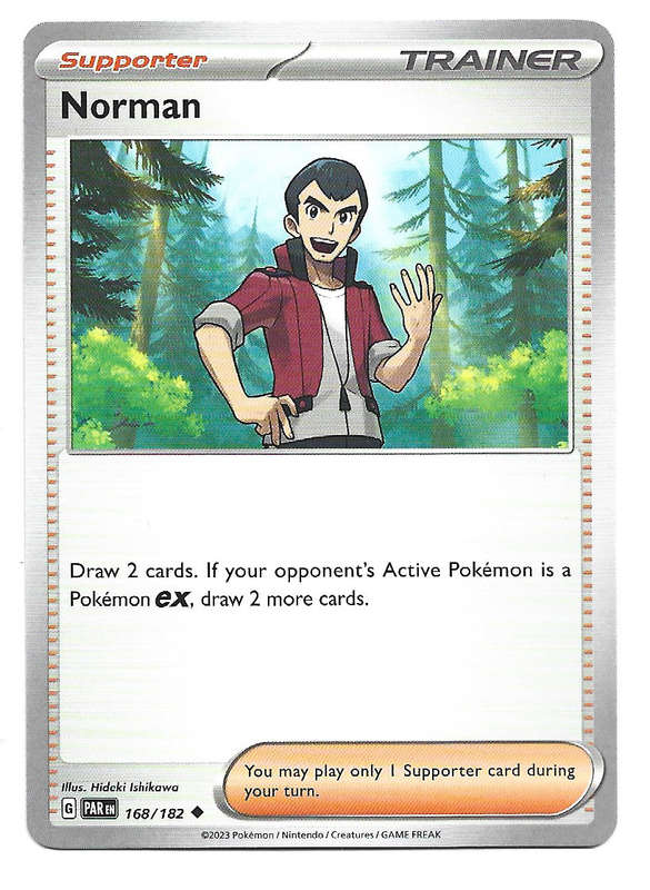 NORMAN  -  POKEMON PARADOX RIFT COMMON  168/182 TRADING CARD