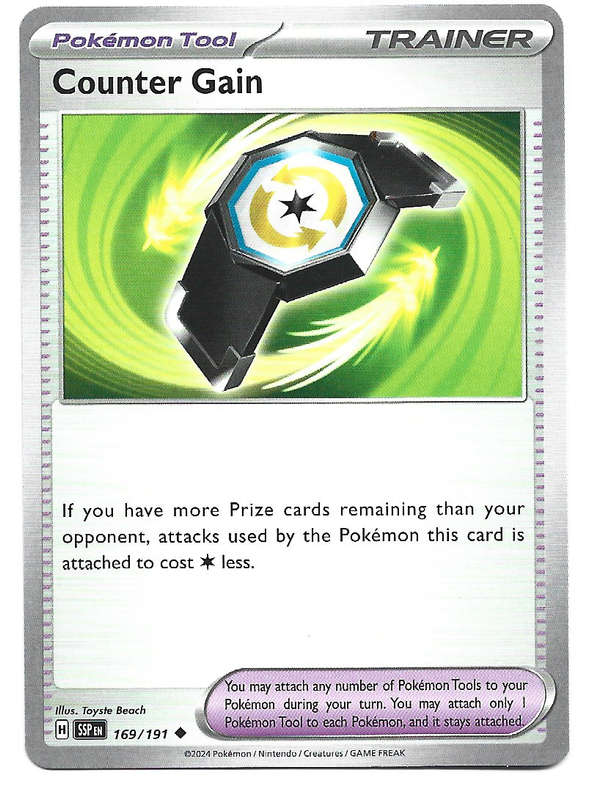COUNTER GAIN  - POKEMON TCG SURGING SPARKS  COMMON  169/191 TRADING CARD