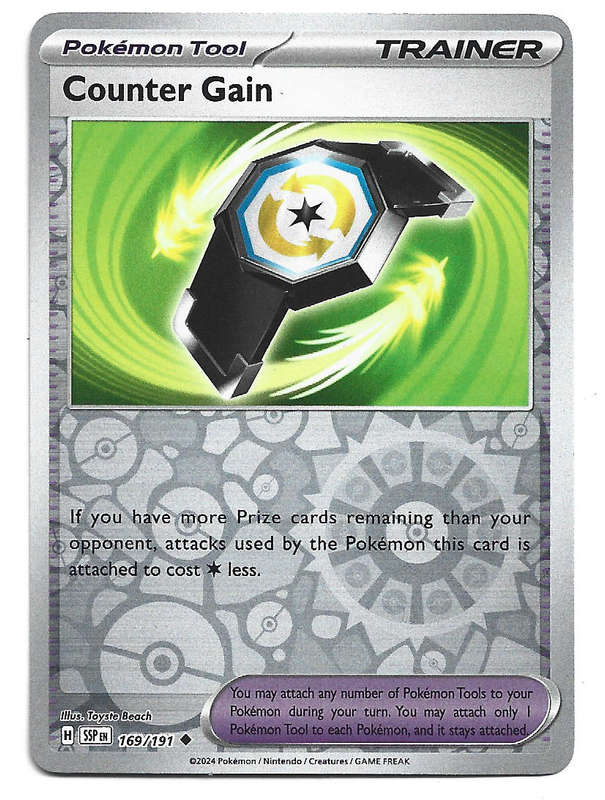 COUNTER GAIN - REVERSE HOLO  169/191 POKEMON TCG SURGING SPARKS TRADING CARD