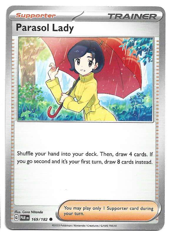 PARASOL LADY  -  POKEMON PARADOX RIFT COMMON  169/182 TRADING CARD