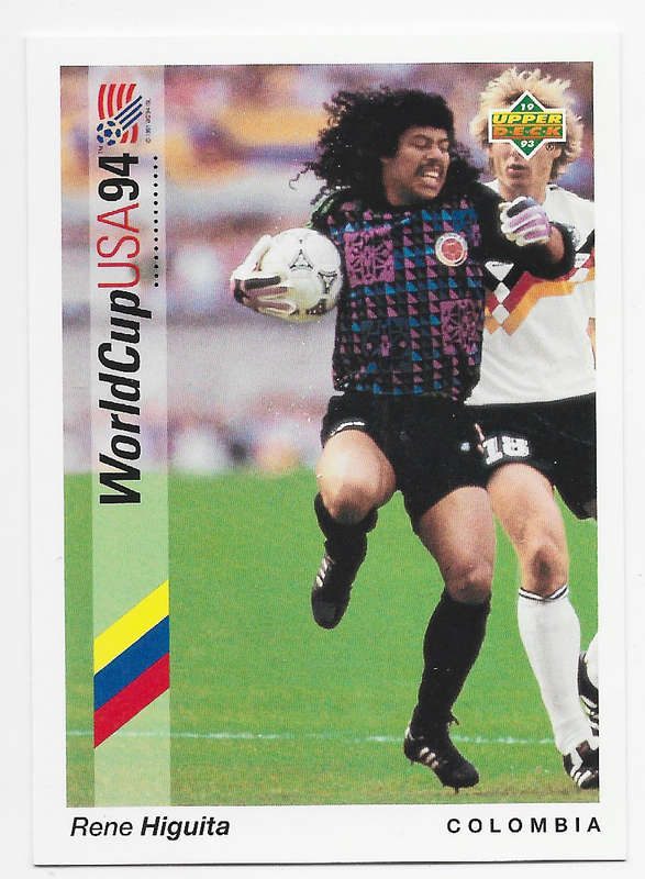 RENE HIGUITA (Colombia) - Upper Deck FIFA WORLD CUP 1994 USA PREVIEW   -  TRADING CARD 16
