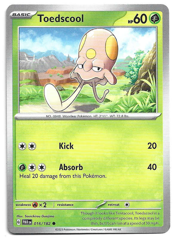 TOEDSCOOL  -   COMMON POKEMON PARADOX RIFT  16/182 TRADING CARD