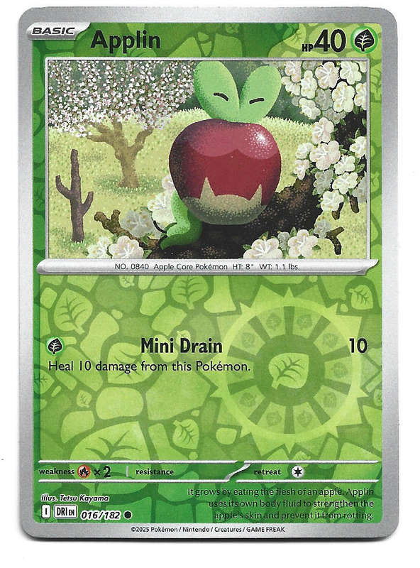 APPLIN - REVERSE HOLO  16/182  POKEMON TCG DESTINED RIVALS TRADING CARD