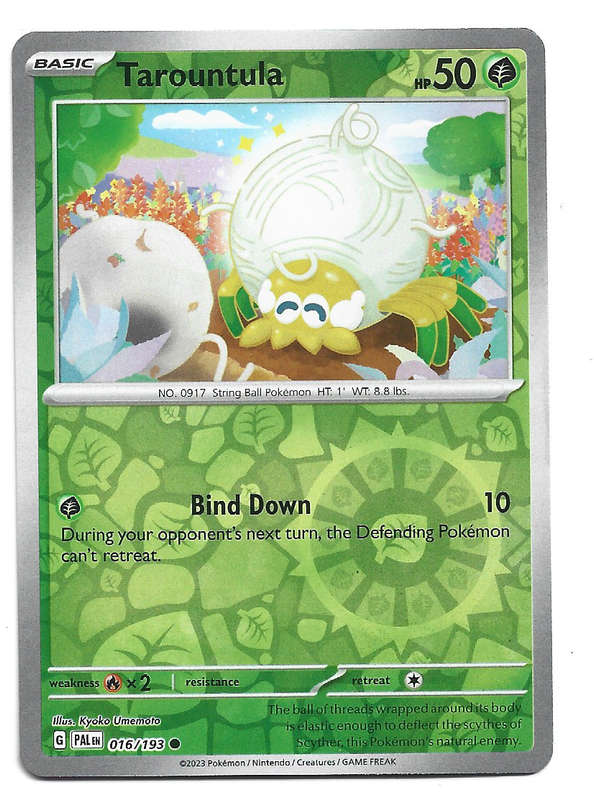 POKEMON CARD - TAROUNTULA  16/193  Reverse Holo  Paldea Evolved Trading Card - Mint