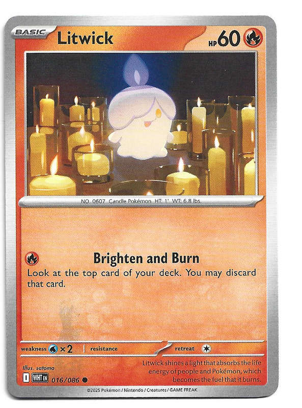 LITWICK - COMMON  16/86 POKEMON TCG WHITE FLARE TRADING CARD
