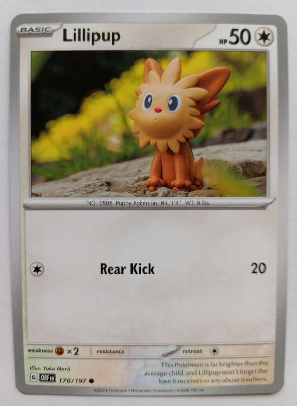 POKEMON CARD - LILLIPUP  170/197 COMMON OBSIDIAN FLAMES 2023 - MINT