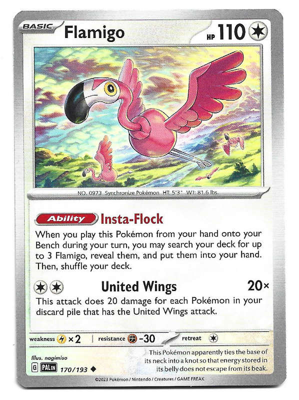FLAMINGO -  UNCOMMON  170/193 POKEMON TCG PALDEA EVOLVED TRADING CARD