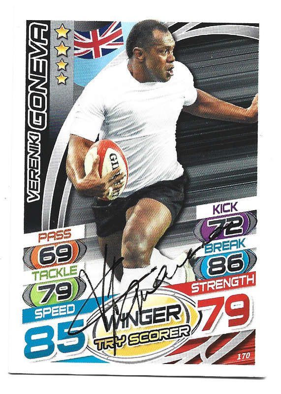 VERENIKI GONEVA (Fiji) - TOPPS `RUGBY WORLD CUP` 2015 - Personally SIGNED TRADING CARD