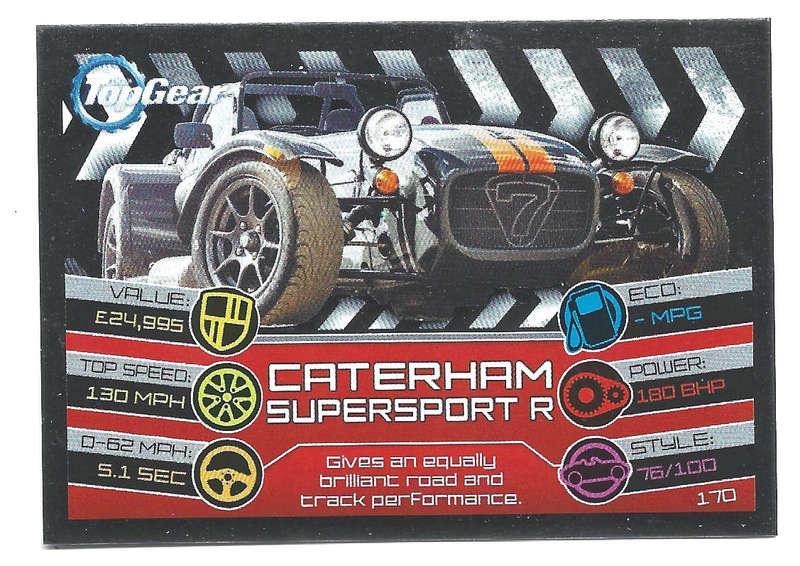 CATERHAM SUPERSPORT - TOPPS BBC TOP GEAR `TURBO ATTAX 2014/15 - RARE FOIL TRADING CARD 170