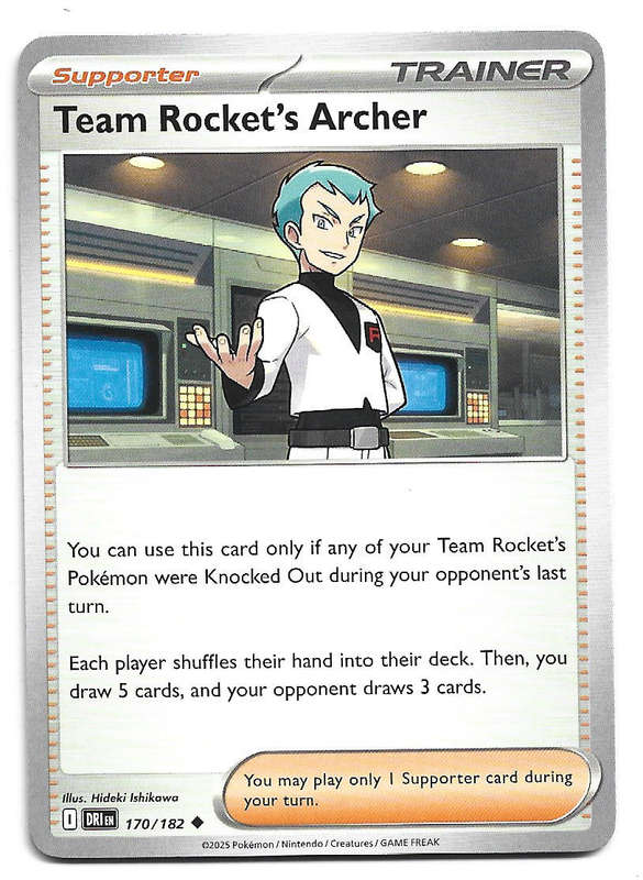 TEAM ROCKET's ARCHER - UNCOMMON  170/182  POKEMON TCG DESTINED RIVALS TRADING CARD