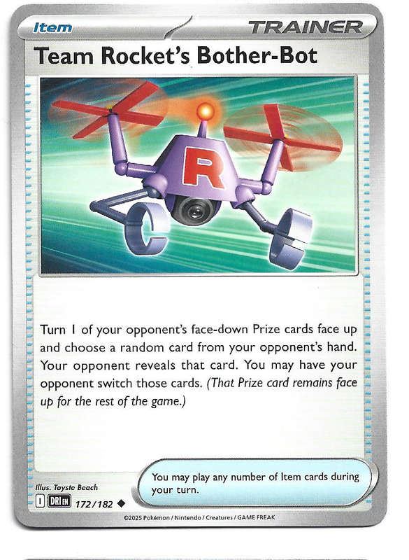 TEAM ROCKET's BOTHER BOT - UNCOMMON  172/182  POKEMON TCG DESTINED RIVALS TRADING CARD