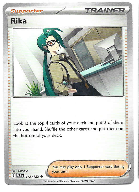 RIKA  -  POKEMON PARADOX RIFT COMMON  172/182 TRADING CARD