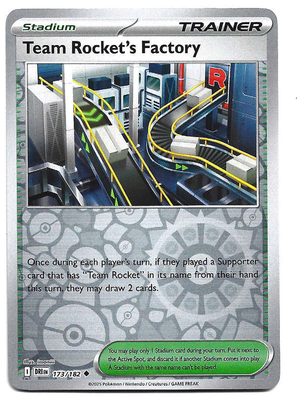 TEAM ROCKET's FACTORY  - REVERSE HOLO  173/182  POKEMON TCG DESTINED RIVALS TRADING CARD