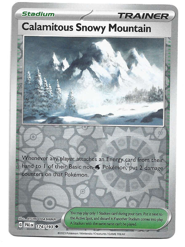 POKEMON CARD - CALAMITOUS SNOWY MOUNTAIN  174/193  Reverse Holo  Paldea Evolved Trading Card - Mint