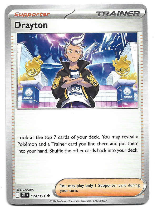 DRAYTON  - COMMON  174/191 POKEMON TCG SURGING SPARKS TRADING CARD