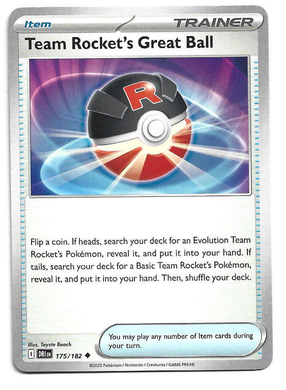TEAM ROCKET's GREAT BALL - UNCOMMON  175/182  POKEMON TCG DESTINED RIVALS TRADING CARD