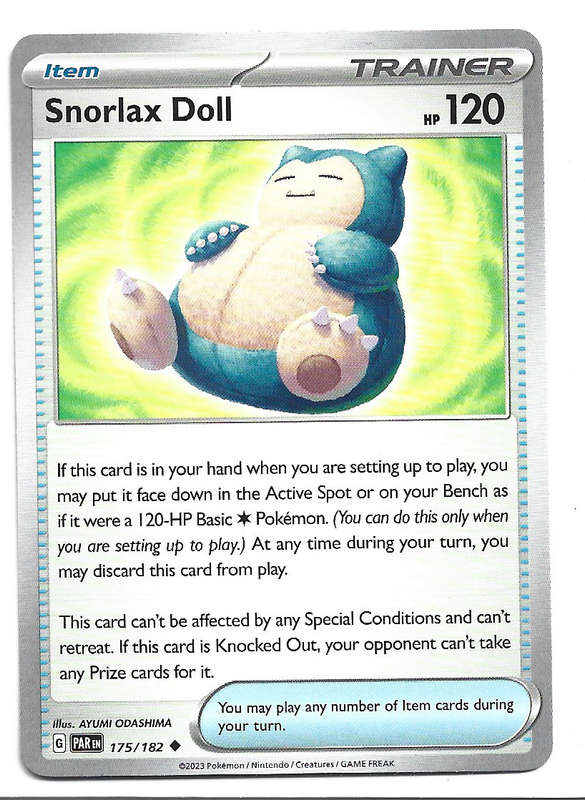 SNORLAX DOLL  -  POKEMON PARADOX RIFT COMMON  175/182 TRADING CARD