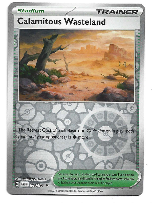 POKEMON CARD - CALAMITOUS WASTELAND  175/193  Reverse Holo  Paldea Evolved Trading Card - Mint