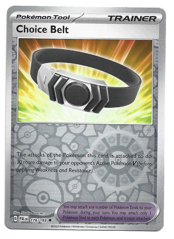 POKEMON CARD - CHOICE BELT  176/193 Reverse Holo  Paldea Evolved Trading Card - Mint