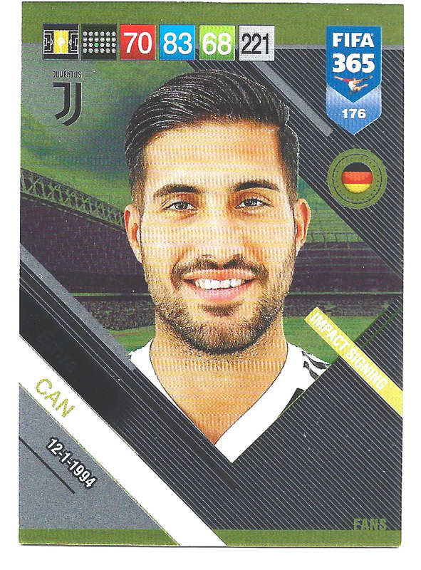 EMRE CAN - PANINI FIFA 365 2019 COLLECTION - FOIL `FANS FAVOURITE` TRADING CARD 176