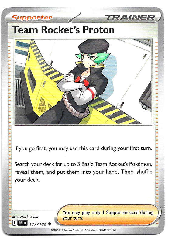 TEAM ROCKET's PROTON - UNCOMMON  177/182  POKEMON TCG DESTINED RIVALS TRADING CARD