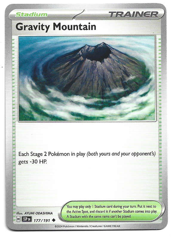 GRAVITY MOUNTAIN  - COMMON  177/191 POKEMON TCG SURGING SPARKS TRADING CARD