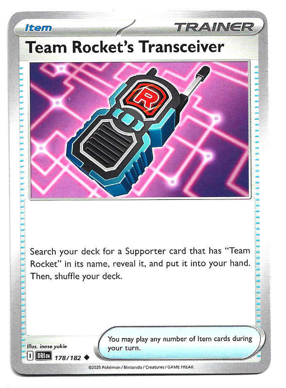 TEAM ROCKET's TRANSCEIVER - UNCOMMON  178/182  POKEMON TCG DESTINED RIVALS TRADING CARD