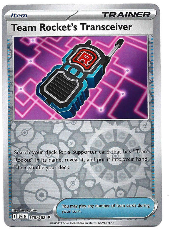 TEAM ROCKET's TRANSCEIVER  - REVERSE HOLO  178/182  POKEMON TCG DESTINED RIVALS TRADING CARD
