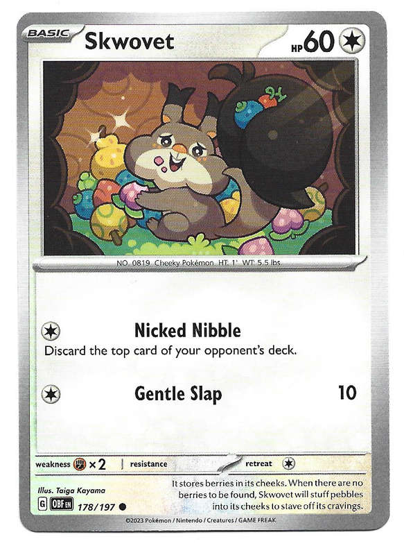 SKWOVET -   POKEMON TCG OBSIDIAN FLAMES COMMON  178/197 TRADING CARD