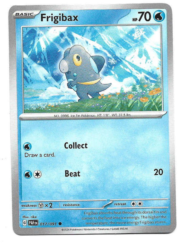 FRIGIBAX -  COMMON 17/91 POKEMON TCG PALDEAN FATES  TRADING CARD