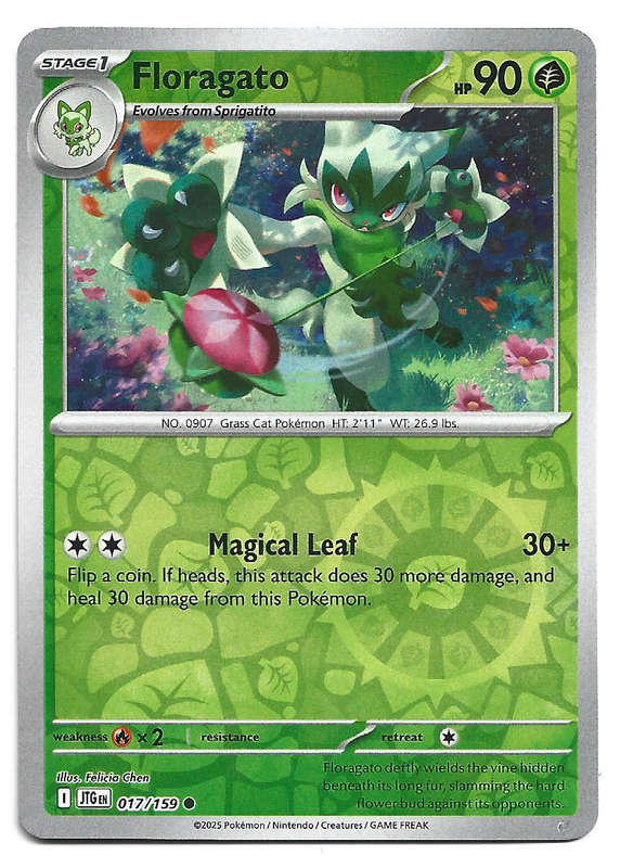 FLORAGATO - REVERSE HOLO  17/159 POKEMON TCG JOURNEY TOGETHER TRADING CARD