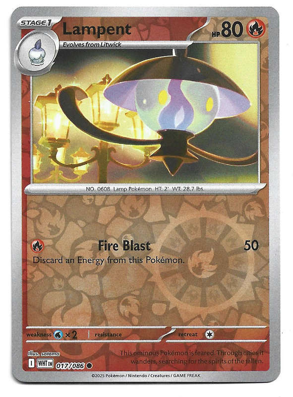 LAMPENT - REVERSE HOLO  17/86 POKEMON TCG WHITE FLARE TRADING CARD
