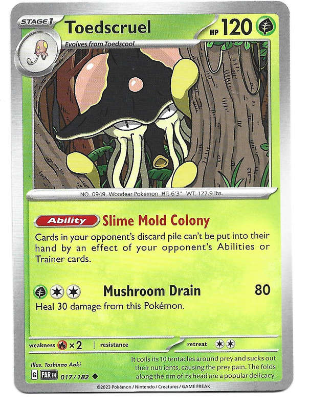 TOEDSCRUEL  -   COMMON POKEMON PARADOX RIFT  17/182 TRADING CARD