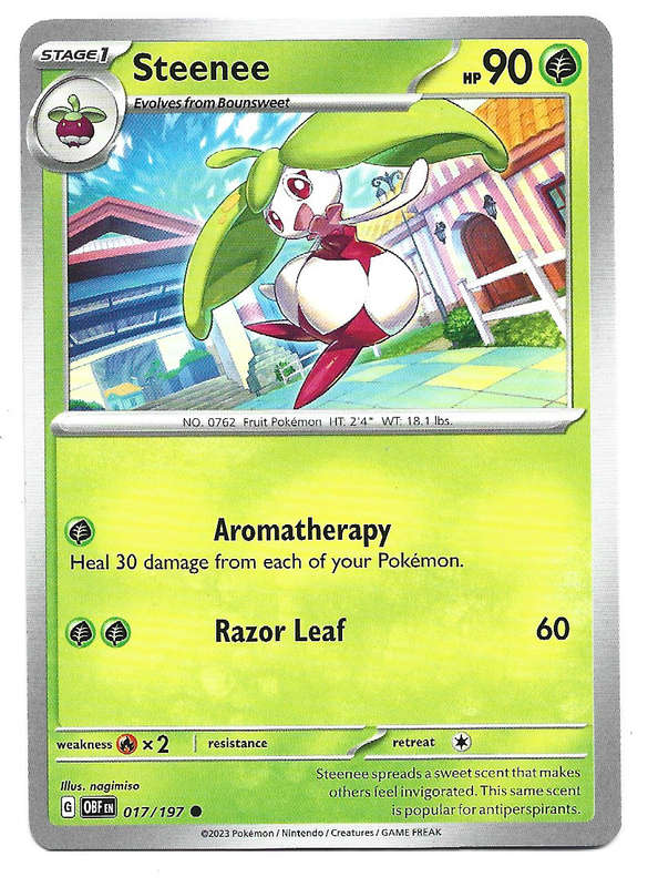 STEENEE -  COMMON  17/197  POKEMON TCG OBSIDIAN FLAMES TRADING CARD