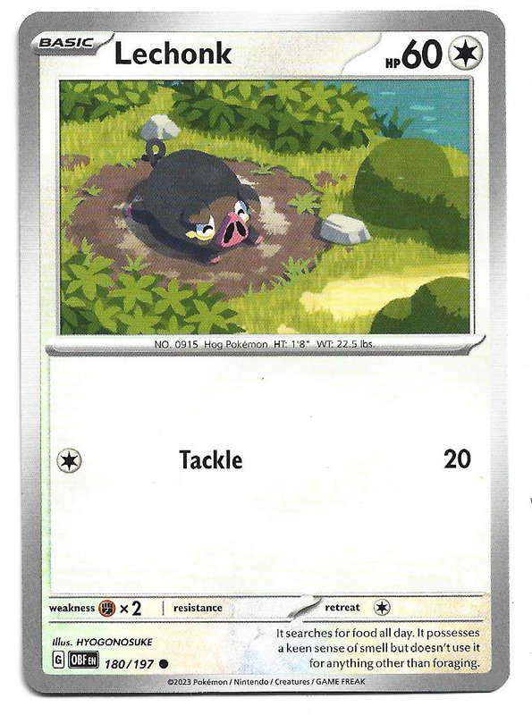 LECHONK -   COMMON  180/197 POKEMON TCG OBSIDIAN FLAMES TRADING CARD