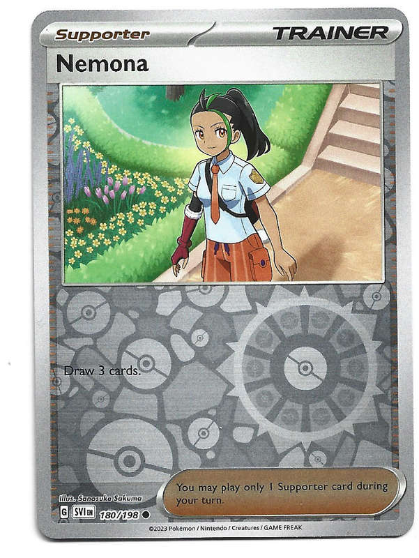 NEMONA - REVERSE HOLO  180/198 POKEMON TCG SCARLET & VIOLET TRADING CARD
