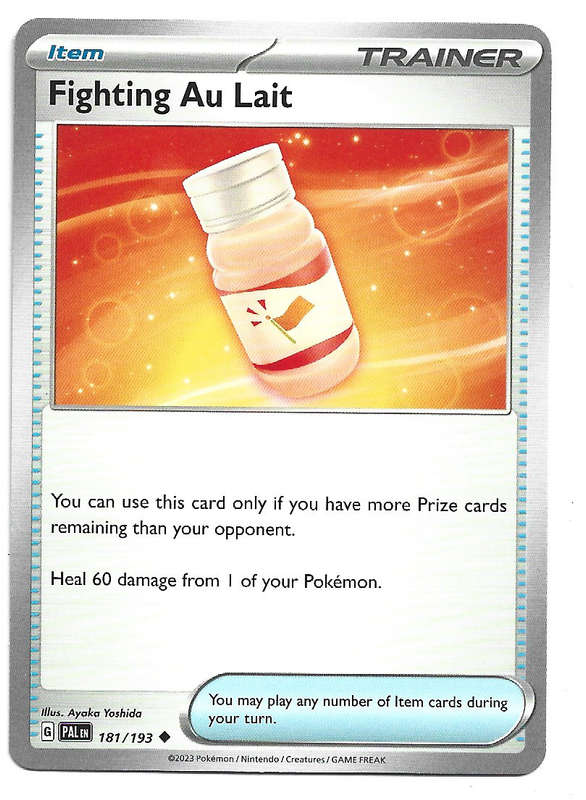 POKEMON CARD - FIGHTING AU LAIT  181/193  ITEM PALDEA EVOLVED 2023 TRADING CARD - MINT