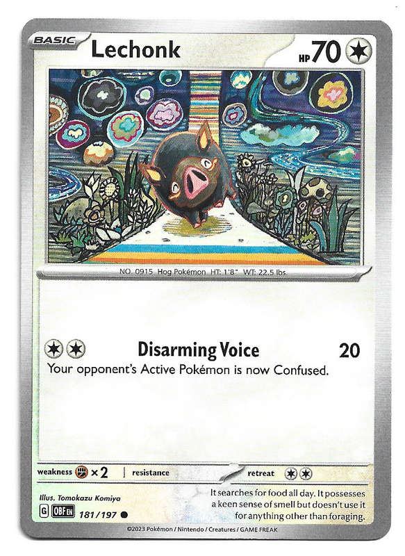 LECHONK -   POKEMON TCG OBSIDIAN FLAMES COMMON  181/197 TRADING CARD
