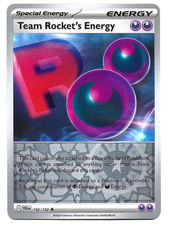 TEAM ROCKET's ENERGY - REVERSE HOLO 182/182  POKEMON TCG DESTINED RIVALS TRADING CARD