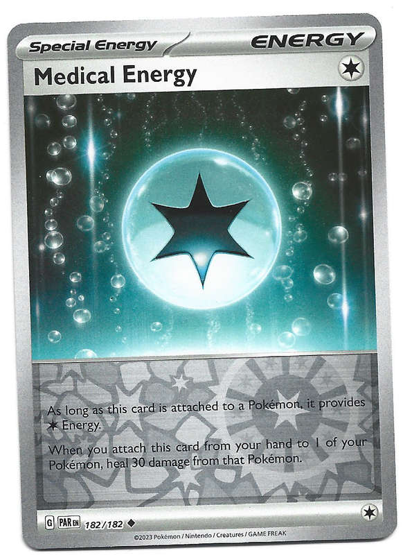 MEDICAL ENERGY  -   REVERSE HOLO POKEMON PARADOX RIFT   182/182 TRADING CARD