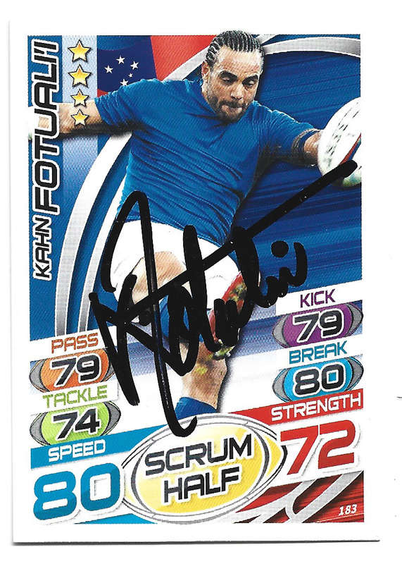 KAHN FOTUALI'I (Samoa) - TOPPS `RUGBY WORLD CUP` 2015 - Personally SIGNED TRADING CARD