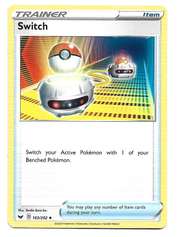 SWITCH - POKEMON TCG  SWORD & SHIELD  183/202 COMMON TRADING CARD