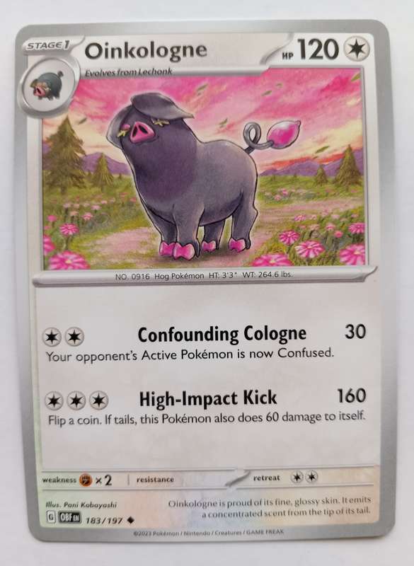 POKEMON CARD - OINKOLOGNE   183/197 COMMON OBSIDIAN FLAMES 2023 - MINT